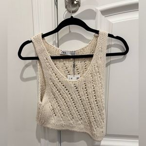 Zara Crochet Crop Top New With Tags - Ivory Size S